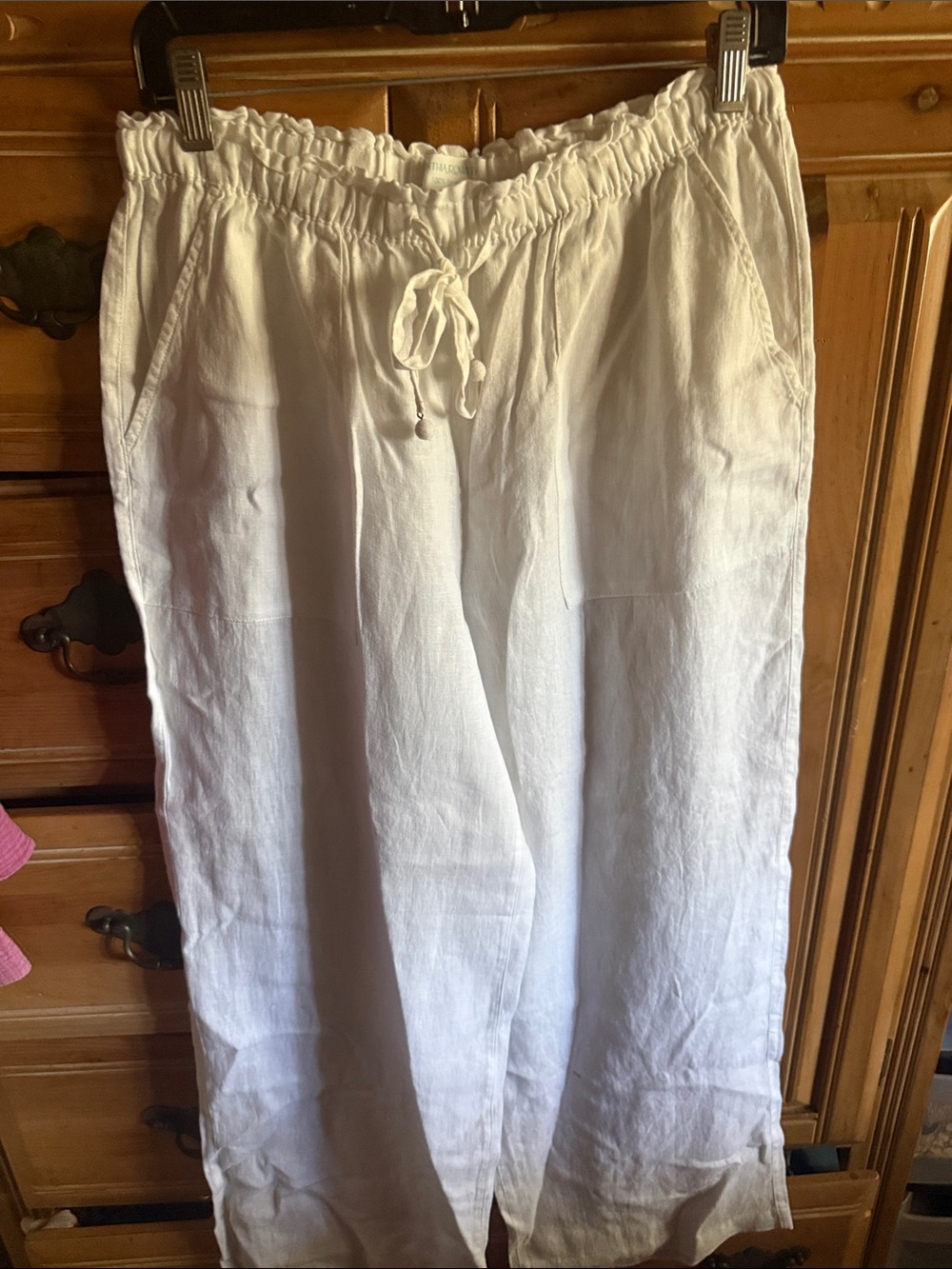 Lightweight White Linen Drawstring Pants